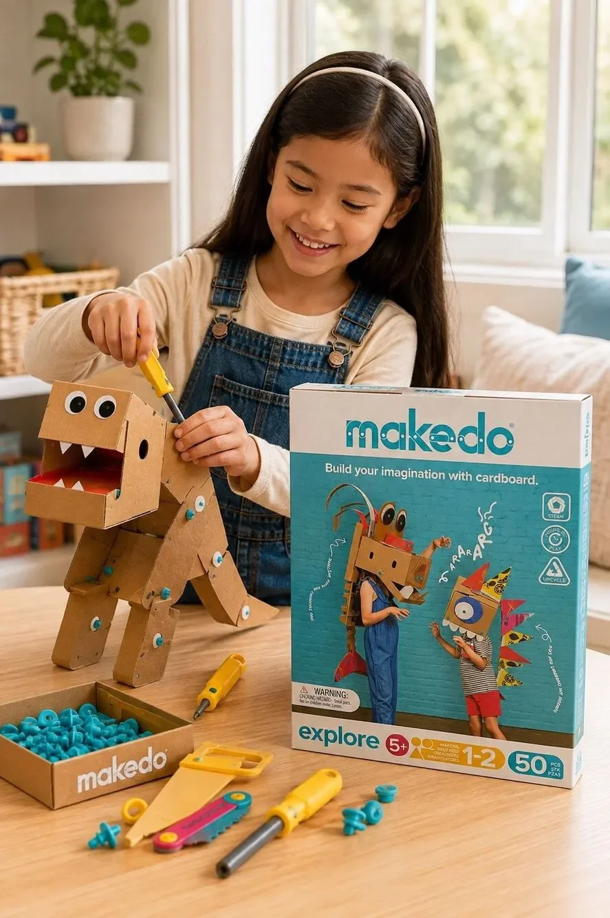 Makedo Explore 50-Piece Cardboard Construction Tool Set Kids STEM Toy NIB